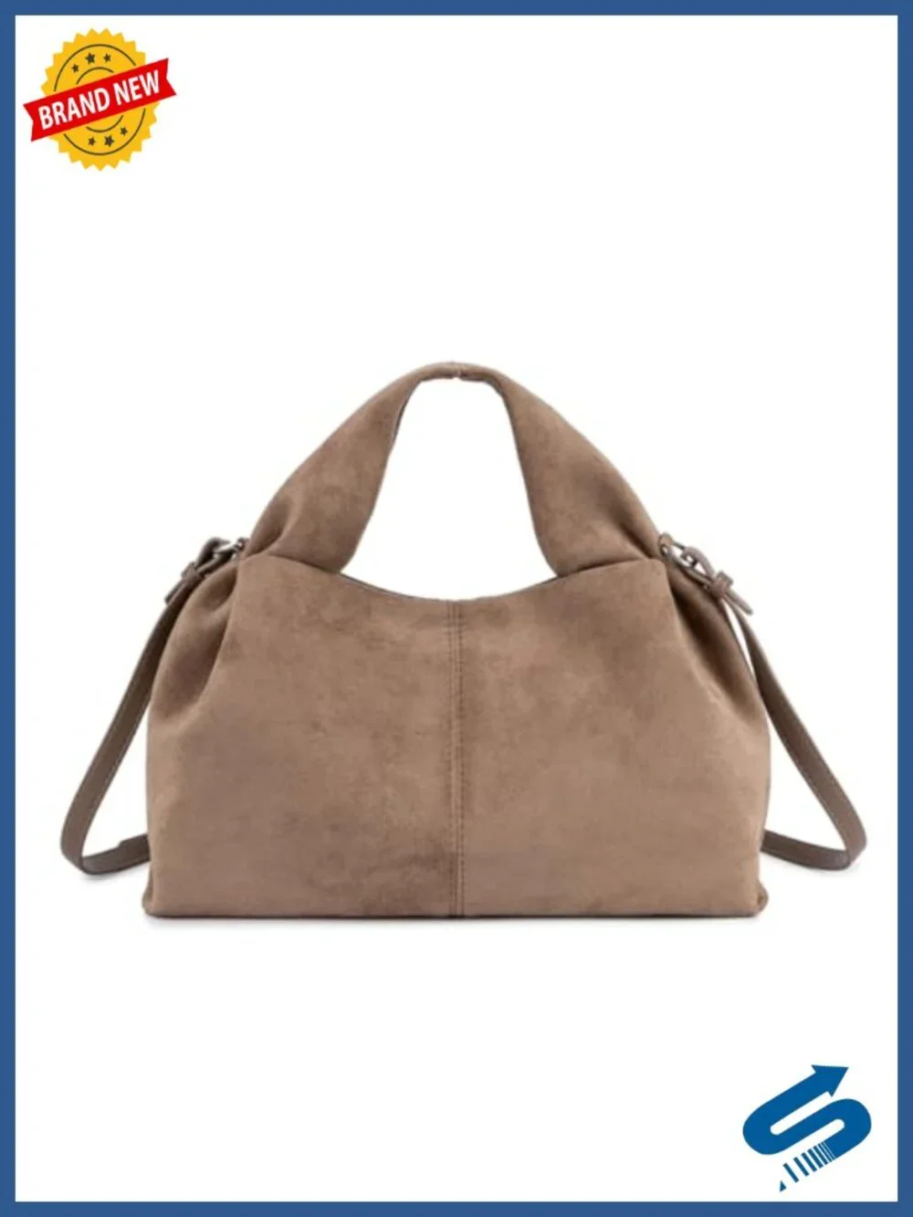 Vintage Half-Moon Suede Hobo Bag, Faux Suede Shoulder Handbag Soft Tote